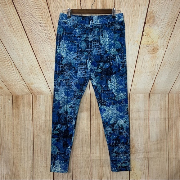 Soft Surroundings S Stretchy Comfy Blue Leggings Workout Gym Yoga - Picture 4 of 7